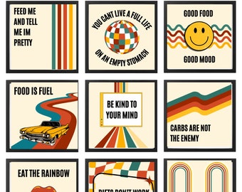 Póster retro de nutrición, arte mural antidieta (descarga digital)