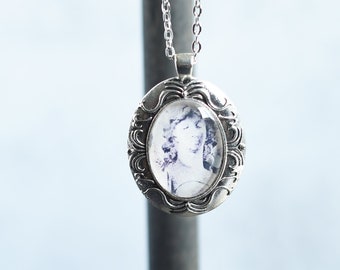 Antique Silver Angel Cameo Necklace