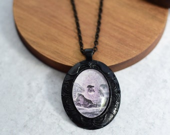 Black Skull Cameo Necklace