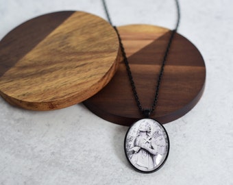 Black and White Angel Pendant Necklace