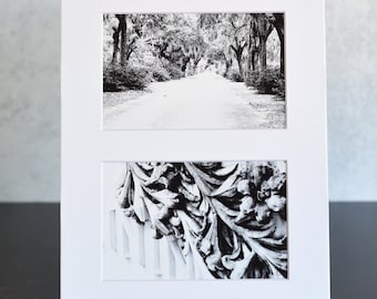 Black and White Cemetery Path Matted Postcards