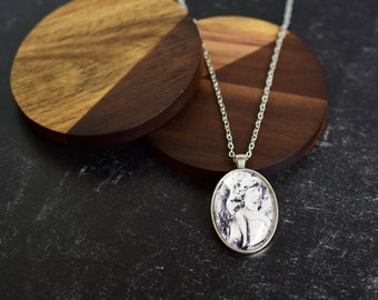 Silver Angel Cabochon Pendant Necklace