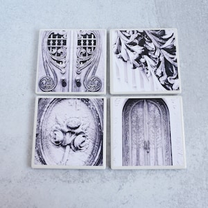Cemetery Headstone and Mausoleum Coaster Set