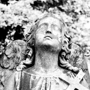 Black and White Gothic Cemetery Wall Decor Art Photograph