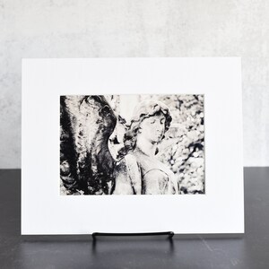 Black and White Cemetery Angel Art Matted Photograph