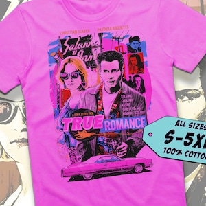 True Romance V2 TShirt Vintage Fuchsia Pink color TShirt DTG Digital Print SIZES S M L XL 2XL 3XL 4XL 5XL