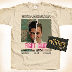 Fight Club V4 TShirt Vintage Natural color Men&#39;s TShirt DTG Digital Print SIZES S M L XL 2XL 3XL 4XL 5XL