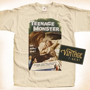 Teenage Monster TShirt Vintage Natural color Men&#39;s TShirt DTG Digital Print SIZES S M L XL 2XL 3XL 4XL 5XL