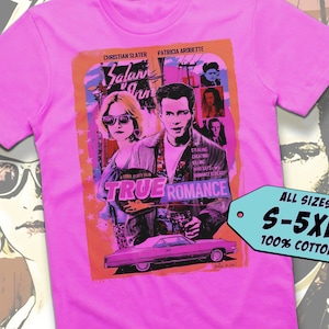 True Romance V6 TShirt Vintage Fuchsia Pink color TShirt DTG Digital Print SIZES S M L XL 2XL 3XL 4XL 5XL