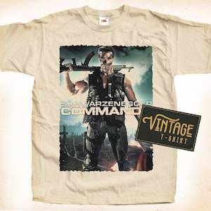 Commando V2 TShirt Vintage Natural color Men&#39;s TShirt DTG Digital Print SIZES S M L XL 2XL 3XL 4XL 5XL
