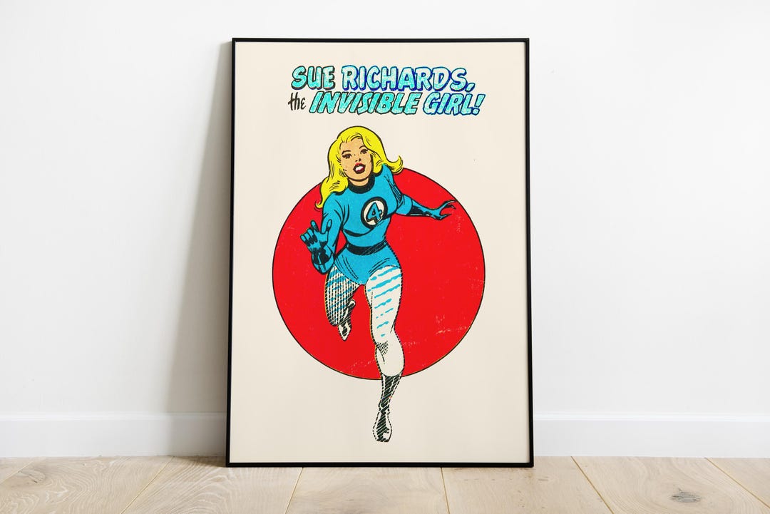 Madame Invisible Sue Richards the Invisible Girl! V1 Comic Super Hero Vintage Poster ...