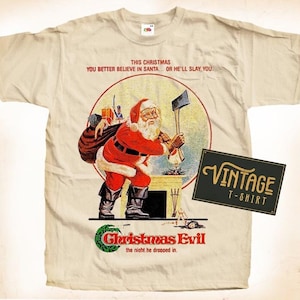 Christmas Evil TShirt Vintage Natural color Men&#39;s TShirt DTG Digital Print SIZES S M L XL 2XL 3XL 4XL 5XL