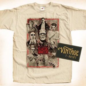 Classic Monster TShirt Vintage Natural color Men&#39;s TShirt DTG Digital Print SIZES S M L XL 2XL 3XL 4XL 5XL