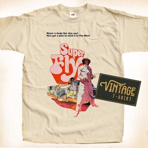 Super Fly TShirt Vintage Natural color Men&#39;s TShirt DTG Digital Print SIZES S M L XL 2XL 3XL 4XL 5XL