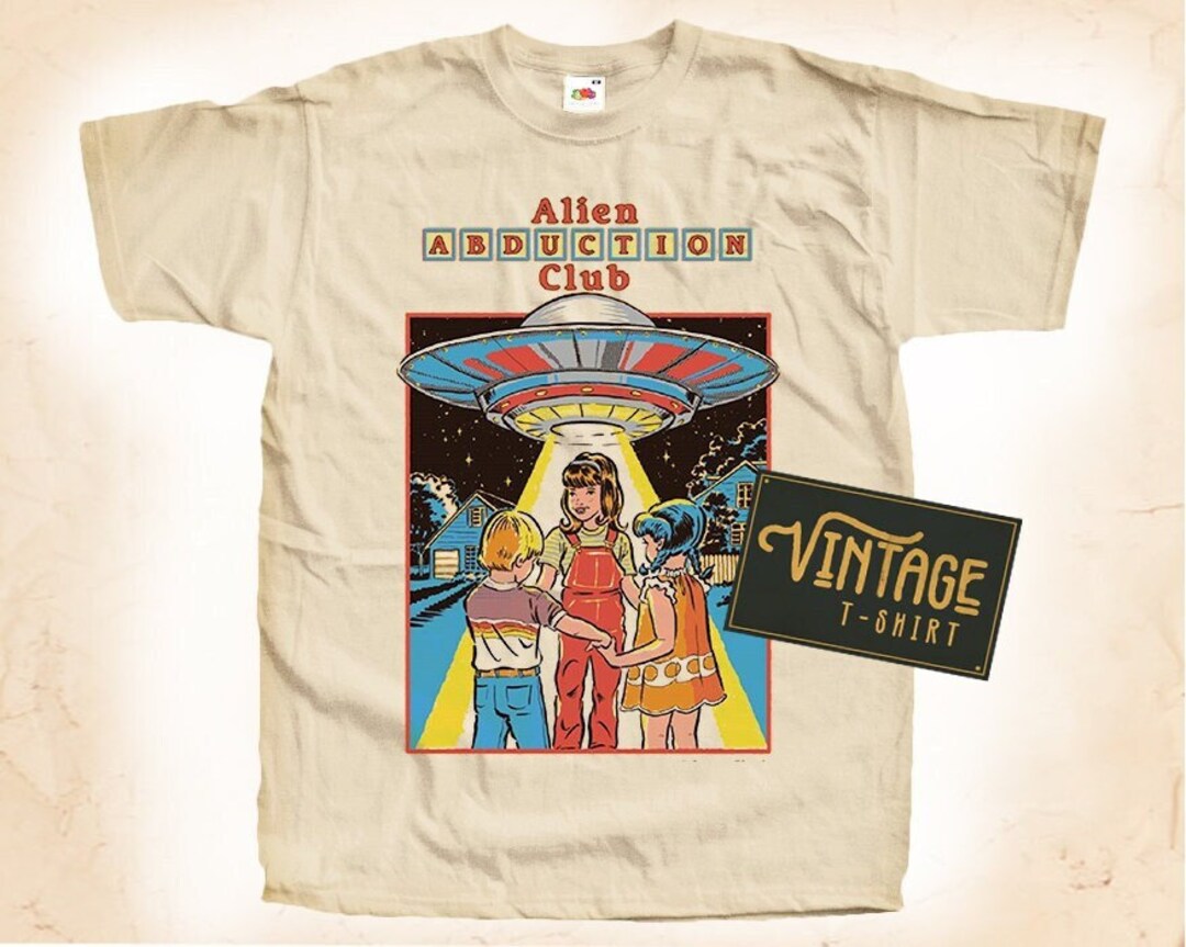 Alien Abduction Club Tshirt Vintage Natural Color Men's Tshirt DTG ...