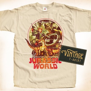 Jurassic World TShirt Vintage Natural color Men&#39;s TShirt DTG Digital Print SIZES S M L XL 2XL 3XL 4XL 5XL
