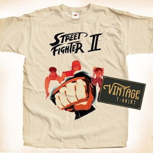 Street Fighter V1 TShirt Vintage Natural color Men&#39;s TShirt DTG Digital Print SIZES S M L XL 2XL 3XL 4XL 5XL
