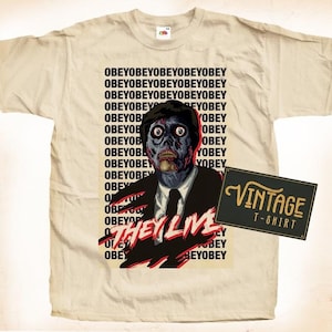 They Live V1 TShirt Vintage Natural color Men&#39;s TShirt DTG Digital Print SIZES S M L XL 2XL 3XL 4XL 5XL