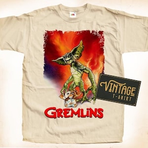 Gremlins V2 TShirt Vintage Natural color Men&#39;s TShirt DTG Digital Print SIZES S M L XL 2XL 3XL 4XL 5XL