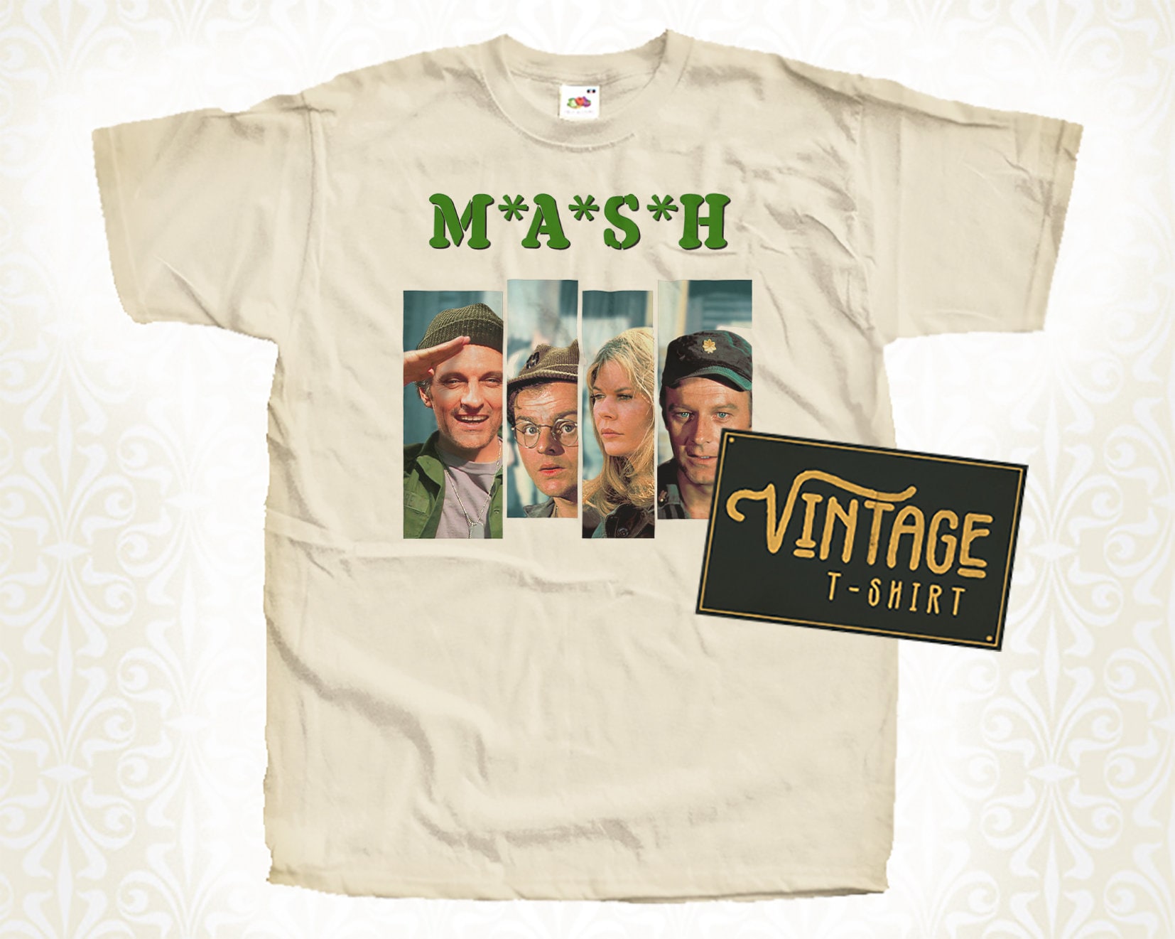 M.A.S.H V4 TShirt Vintage Natural color Men's TShirt DTG Digital Print Sizes S M L XL 2XL 3XL 4XL 5XL