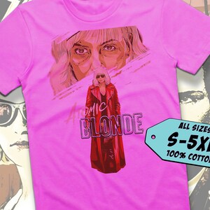 Atomic Blonde V1 TShirt Vintage Fuschia Pink color TShirt DTG Digital Print SIZES S M L XL 2XL 3XL 4XL 5XL