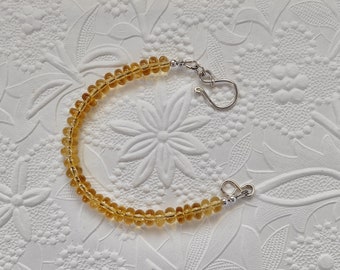 Citrine Bracelet - Pretty 6mm Rondell Shape Citrine with Handmade Sterling Silver Hook Closure - November Birthstone - 7 1/4"