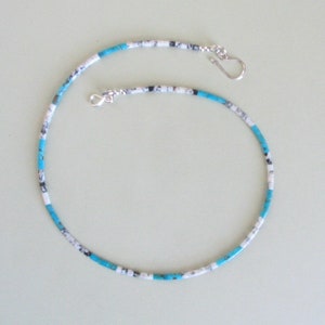 White Buffalo Stone Heishi and Nacozari Turquoise Heishi Necklace - Classic Southwest Heishi Choker Necklace - Suitable for Men and Women