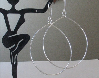 Large Sterling Silver Hoop Earrings - 2" Diameter - Boho Hippie Hoops