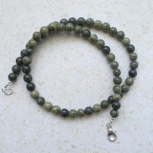 Kambaba Jasper Necklace - Fun to Wear Necklace - 8mm Round Kambaba Jasper Beads - Length 19 3/4&quot;