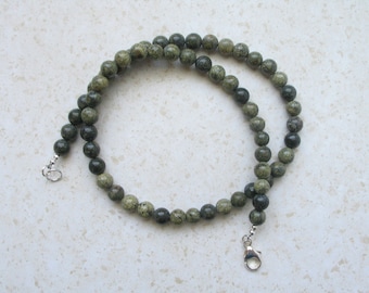 Kambaba Jasper Necklace - Fun to Wear Necklace - 8mm Round Kambaba Jasper Beads - Length 19 3/4"