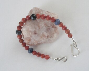 Apple Coral and Sodalite Bracelet - Southwest Style Bracelet - 6mm Round Apple Coral Beads and 8mm Rondelle Sodalite Beads