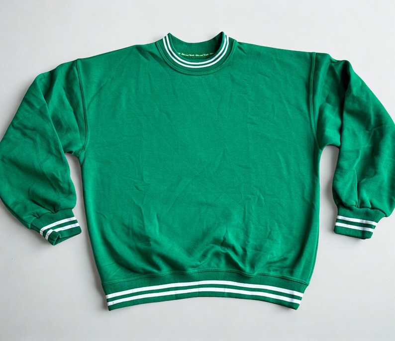 Blank Oversized Crewneck Sweatshirt: Varsity Trim, DIY Embroidery and