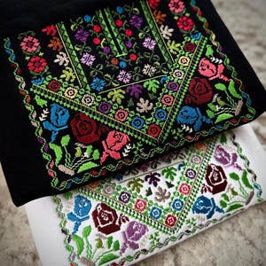 Tatreez Embroidered Sweatshirt – Timeless Palestinian Design, machine embroidered colorful tatreez design