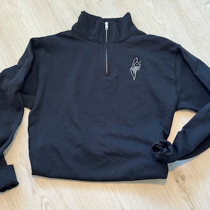 Gestickte Palästina Karte & Al Aqsa Moschee Sweatshirt mit Viertel-Zip.