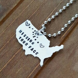 Longue distance Amour Collier Trousseau USA Lovers Relation Amitié Miss Home Carte Bijoux personnalisés Anniversaire Cadeau de mariage DW11
