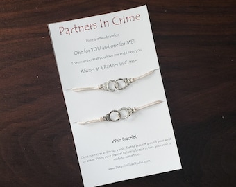 Partners in Crime Wish Bracelet Best Friend BFF You're My Person  Bracelet Matching Bracelets Handcuff Bracelet Matching Wish Bracelets