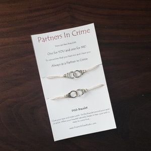 Socios en el crimen Deseo Pulsera Mejor amigo BFF Eres mi persona Pulsera Pulsera a juego Pulsera de esposas Pulseras de deseo a juego