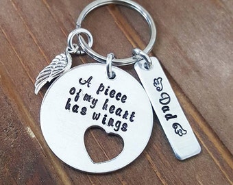 A Piece of My Heart Has Wings Custom Personalized Key Chain Memorial Pet Jewelry In Memory Mommy of an Angel Always by My Side Loss of Child