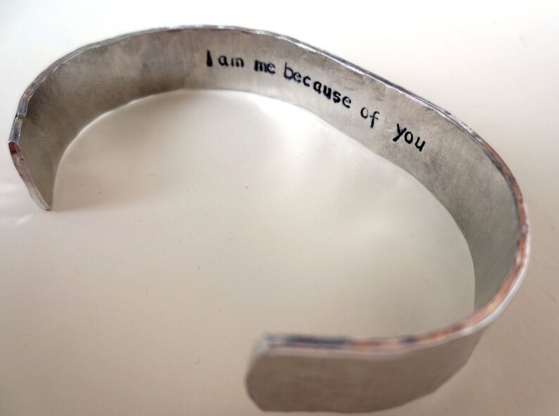 Secret Message Personalized Cuff Bracelet, Handstamped Bracelet, Mother's day gift, affirmation, Custom Jewelry by DreamWillowStudio on Etsy image 4