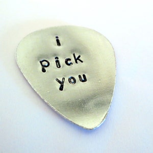 Handstamped Personalized Guitar Pick - Music Lover Gift - I Pick You - Wedding Gift - Wedding Party Favor - Groom Gift