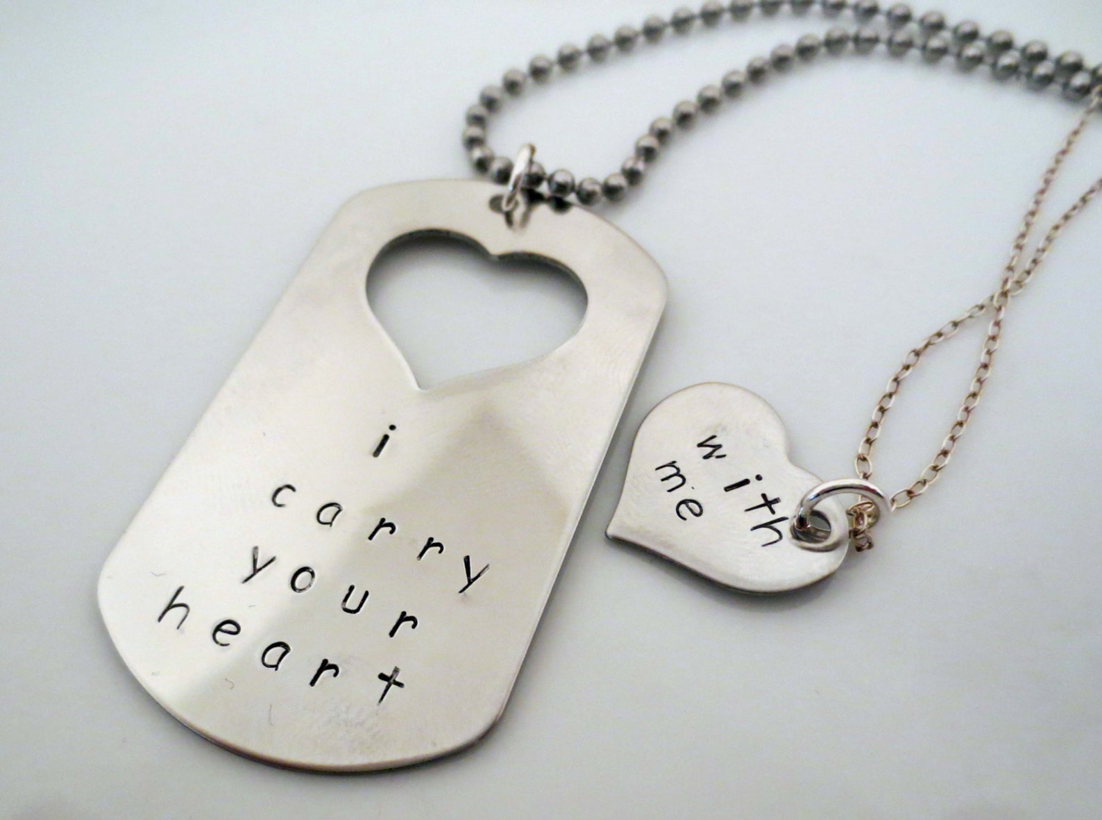 Personalized Hand Stamped Matching Necklaces - His and Hers - Inspirational...