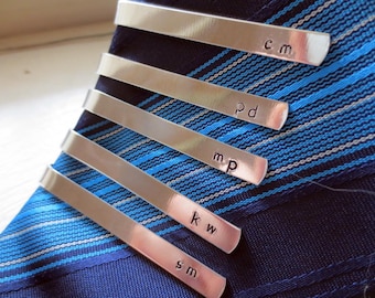 15% OFF SALE- Set of 7 Monogrammed Personalized Tie Bars, Groomsmen Gift, Father, Dad, Groom, Wedding Party