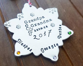 Personalized Family Christmas Ornament - Hand Stamped Christmas Ornament - Anniversary Our First Christmas - Custom Christmas Gift