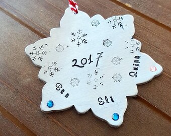 Personalized Family Christmas Ornament - Hand Stamped Christmas Ornament - Anniversary Our First Christmas - Custom Christmas Gift