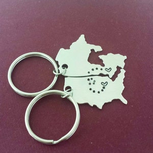 Longue distance Amour Collier Porte-clés États-Unis État Canada Amants Relation Amitié Miss Home Carte Anniversaire Personnalisé Cadeau Mariage