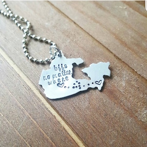 Collier d’amour longue distance Porte-clés Canada Amants Relation Amitié Miss Home Carte Bijoux personnalisés AnniversaireCadeau de mariage DW12