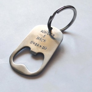Personalized Bottle Opener - Dog Tag - Keychain - Groomsmen - Groom - Father of the Bride - Father of the Groom Gift - Wedding Favor