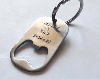 Personalized Bottle Opener - Dog Tag - Keychain - Groomsmen - Groom - Father of the Bride - Father of the Groom Gift - Wedding Favor