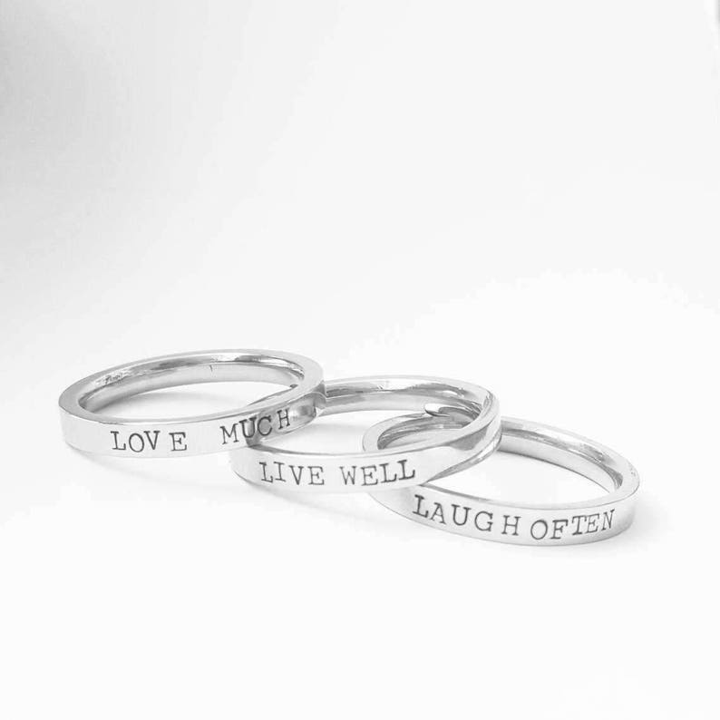 Stacking Name Date Ring Stacking Child Name Wedding Date Ring Birthdate Stackable Ring Staking Kid Rings Mommy Ring Family Ring Galentines image 4