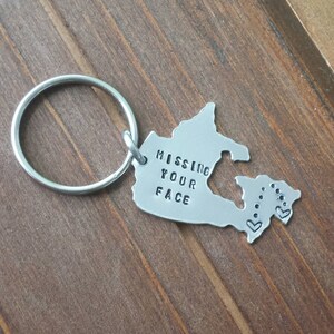 Longue distance Collier d’amour Porte-clés Canada Amants Relation Amitié Miss Home Carte Bijoux personnalisés Anniversaire Cadeau de mariage